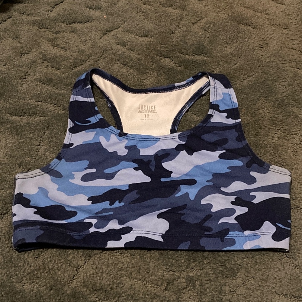 Justice Blue Camo Sports Bra